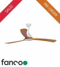 Fanco Sanctuary 3 Blade 70" DC Ceiling Fan with Remote Control in White with Teak Blades